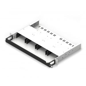 1RU high density modular patch panel, 4 slots, standard version, grey and black, 19 inch