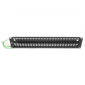 Modular patch panel for STP jacks, 48 port, with cable support bar, 2RU